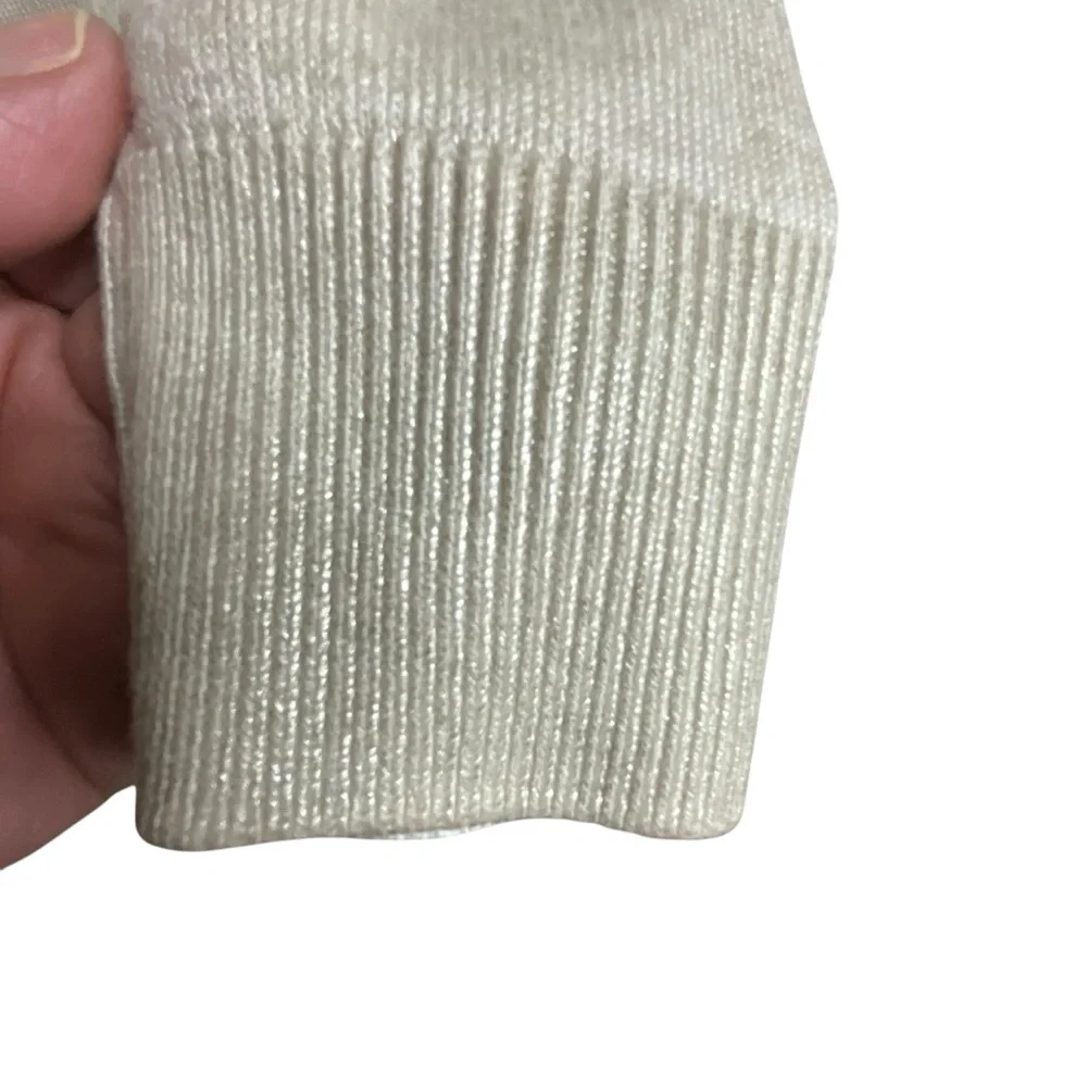 Zara Knit Beige‎ Cream Metallic Lightweight Sweater
